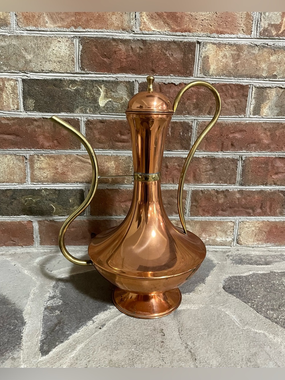 Vintage Copper & Brass Ewer Pitcher